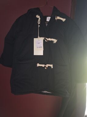 Kids Hooded Toggle Coat - Black